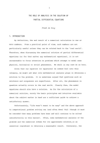 ﻿مشارکت تجزیه و تحلیل ریاضی در حل عددی معادلات دیفرانسیل جزئی