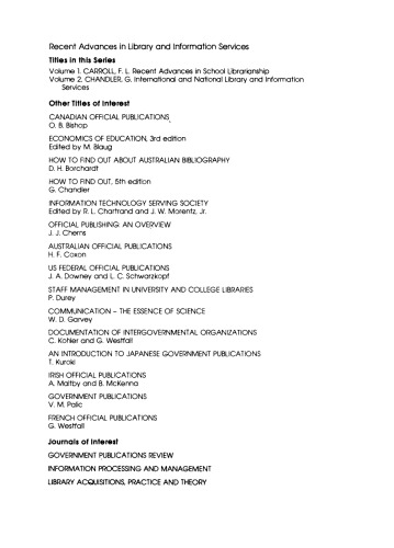 خدمات کتابخانه ای و اطلاع رسانی بین المللی و ملی. مروری بر برخی از تحولات اخیر 1970-80