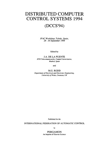 ﻿سیستم های کنترل کامپیوتری توزیع شده 1994. کارگاه آموزشی IFAC، تولدو، اسپانیا، 28-30 سپتامبر 1994