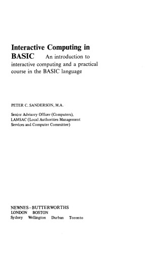 محاسبات تعاملی در BASIC. مقدمه ای بر محاسبات تعاملی و یک دوره عملی در زبان BASIC