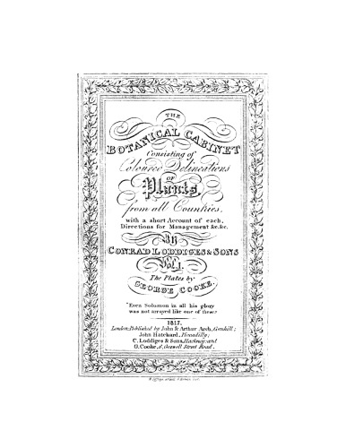 ﻿کابینه گیاه شناسی، متشکل از خطوط رنگی گیاهان، از همه کشورها، با شرح مختصری از هر یک، دستورالعمل های مدیریت، و غیره. &c