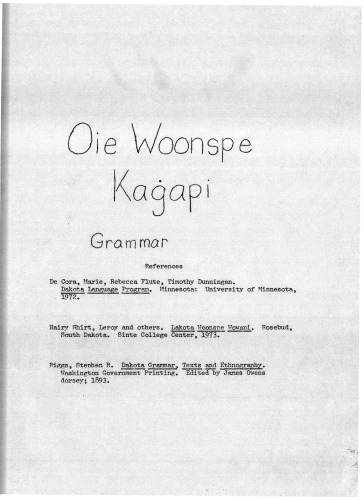 Oie Wunespe Kaġapi گرامر