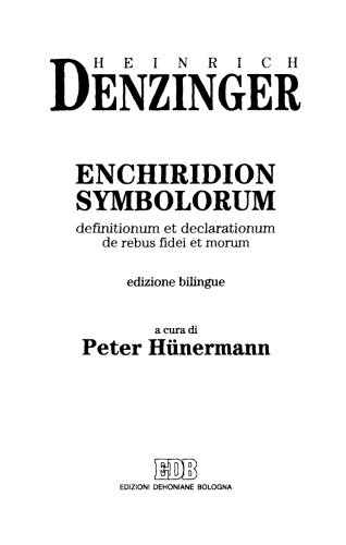 Enchiridion Symbolumum Definition و Decumus de rebus fidei و morum