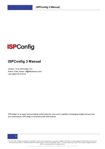 ﻿نسخه دستی ISPConfig 3 نسخه 1.4 برای ISPConfig 3.0.5 (22-02-2013)