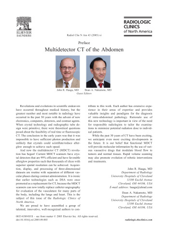 MDCT شکم، مسئله کلینیک های رادیولوژیک