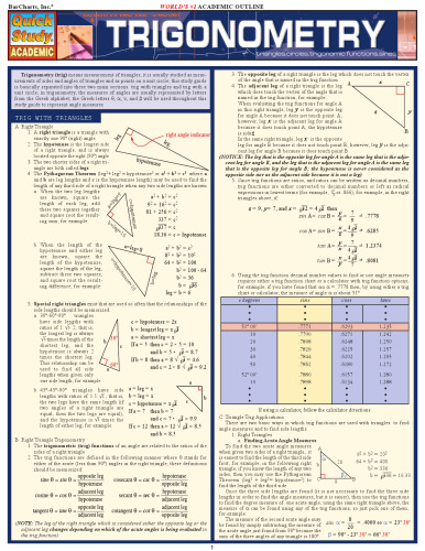 ﻿مثلثات بارکارت QuickStudy