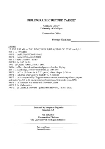 ﻿مقالات ریاضی جمع آوری شده آرتور کیلی