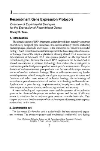 پروتکل های بیان ژن نوترکیب