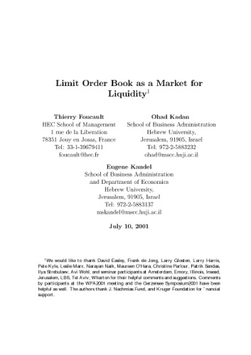 ﻿محدود کردن کتاب سفارش به عنوان بازار نقدینگی