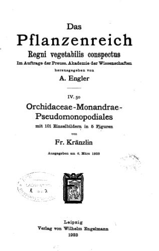 ﻿Pflanzenreich kraenzlin orchidaceae