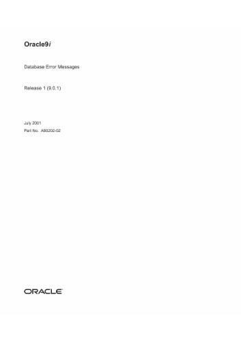 ﻿پیام های خطای پایگاه داده Oracle9i (شماره قسمت A90202-02) (نسخه 9.0.1)
