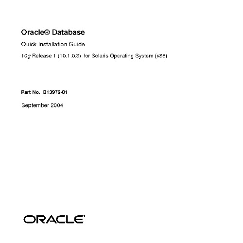 ﻿راهنمای نصب سریع پایگاه داده Oracle 10g Release 1 (10.1.0.3) برای سیستم عامل Solaris (x86)