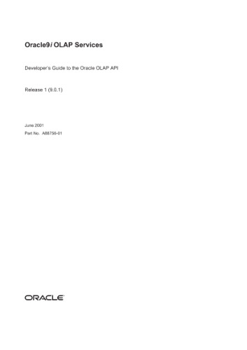 ﻿خدمات Oracle 9i OLAP. راهنمای برنامه‌نویس برای Oracle OLAP AP (نسخه 9.0.1)