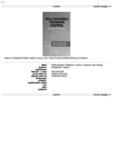 ﻿کنترل بازخورد چند متغیره: تجزیه و تحلیل و طراحی
