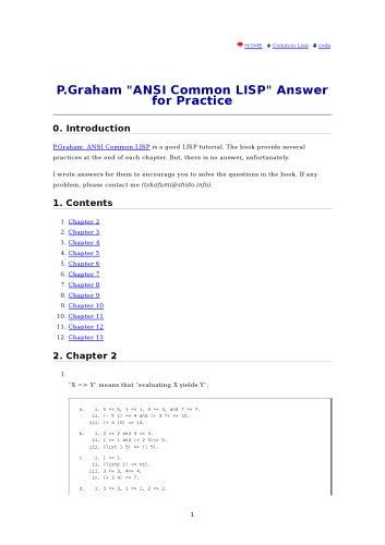 ﻿ANSI Common Lisp - Solutions