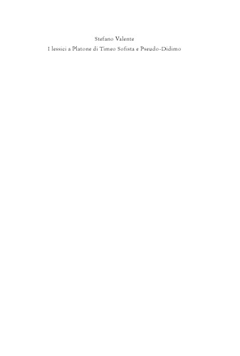 واژگان افلاطون تایمئو سوفیست و شبه دیدیموس: مقدمه و چاپ انتقادی