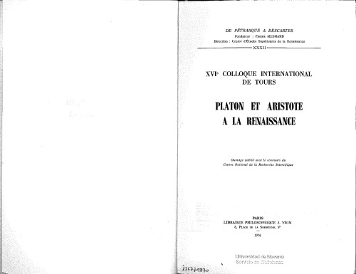 ﻿افلاطون و ارسطو در رنسانس: شانزدهمین کنفرانس بین المللی تورها