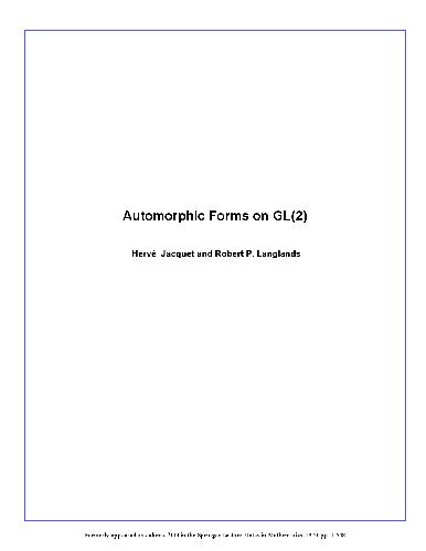 ﻿فرم های خودکار در GL(2): قسمت 1