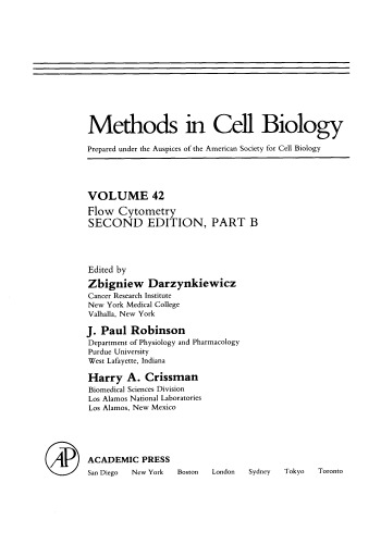 ﻿Methods in Cell Biology, 42B: Flow Cytometry
