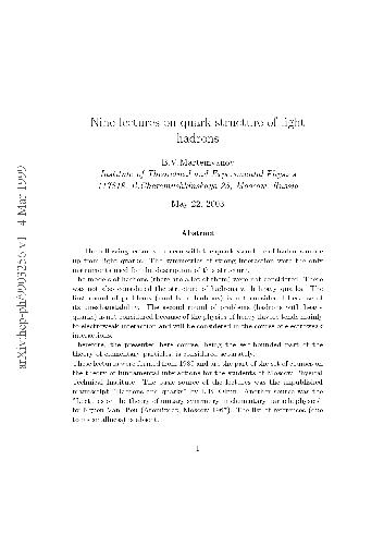 ﻿نه سخنرانی در مورد ساختار کوارکی هادرون های نور