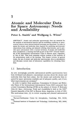 ﻿داده های اتمی و مولکولی برای نیازهای نجوم فضایی ، تجزیه و تحلیل و در دسترس بودن: مجموعه ای از مقالات ارائه شده در جلسه کمیسیون مشترک بیست و یکمین مجمع عمومی IAU در بوئنوس آیرس ، آرژانتین 23 ژوئیه - 1 آگوست 1991