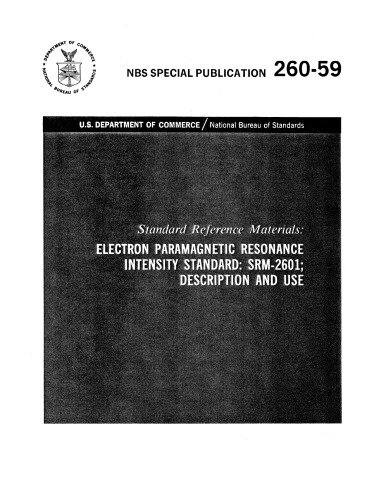 مواد مرجع استاندارد: استاندارد شدت تحمل پارامترهای ELECTRON ELECTRON: SRM 2601؛ شرح و استفاده