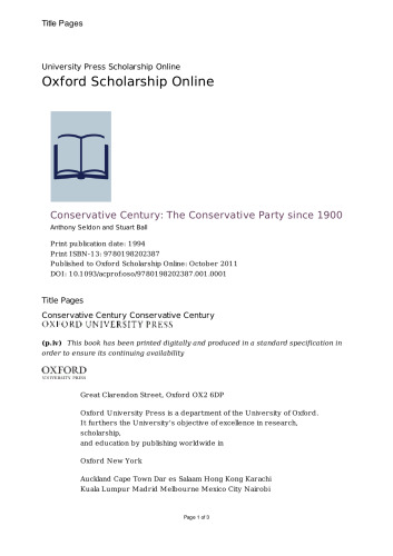 قرن محافظه کار: حزب محافظه کار از سال 1900