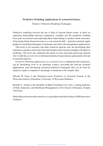 ﻿کاربردهای مدل سازی پیش بینی شده در علوم تطبیقی: جلد 1