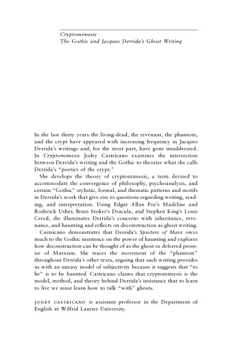 ﻿Cryptomimesis: The Gothic و Ghost Writing ژاک دریدا