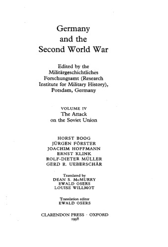﻿آلمان و جنگ جهانی دوم: جلد 4: حمله به اتحاد جماهیر شوروی