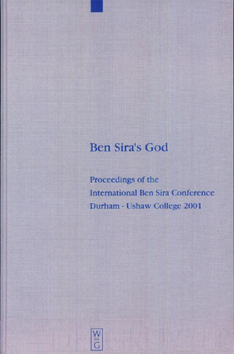 خداوند بن سیرا: مقالات کنفرانس بین المللی بن سیرا، دورهام - کالج Ushaw 2001