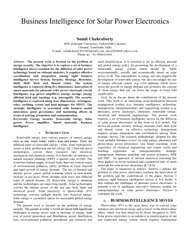 ﻿هوش تجاری برای الکترونیک برق خورشیدی
