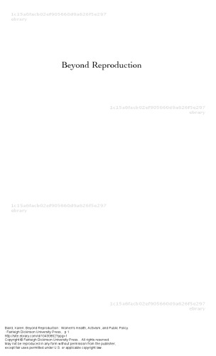 ﻿فراتر از تولید مثل، سلامت زنان، فعالیت و سیاست عمومی