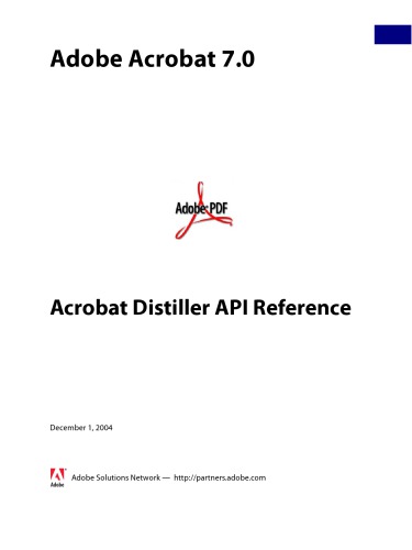 ﻿Adobe Acrobat 7 - Acrobat Distiller API مرجع