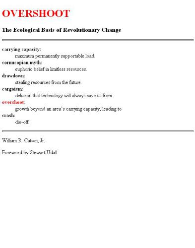 بیش از حد، مبانی محیط زیستی انقلاب