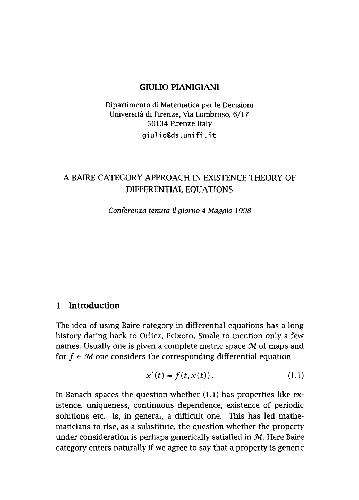 ﻿رویکرد مقوله بایر در نظریه وجودی معادلات دیفرانسیل