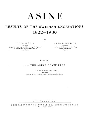 ﻿آسینه: نتایج حفاری های سوئد، 1922-30