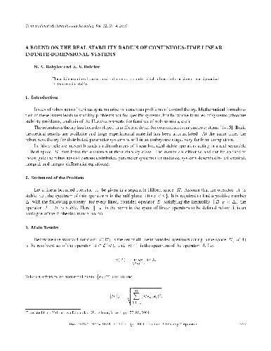 ﻿حدی بر شعاع پایداری واقعی سیستم‌های خطی بی‌بعدی زمان پیوسته