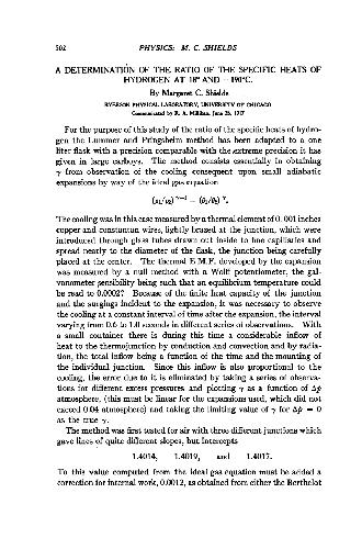 ﻿تعیین نسبت گرمای ویژه هیدروژن در دمای 18 و 190- درجه سانتیگراد