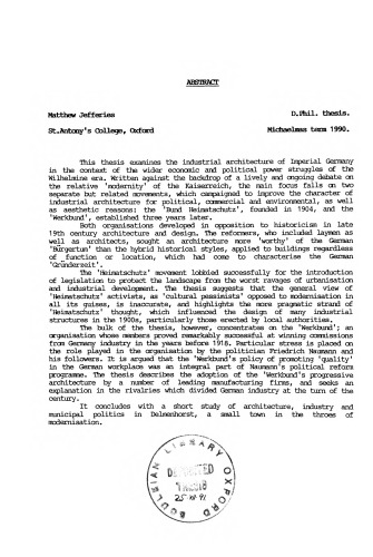 ﻿کاربرد صنعتی و معماری در ویلهلمین آلمان [diss.]