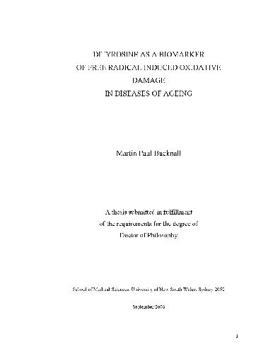 ﻿دی تیروزین به عنوان بیومارکر آسیب اکسیداتیو ناشی از رادیکال های آزاد در بیماری های پیری