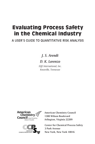 ارزیابی ایمنی فرآیند در صنایع شیمیایی: راهنمای کاربر برای تجزیه و تحلیل کمی خطر