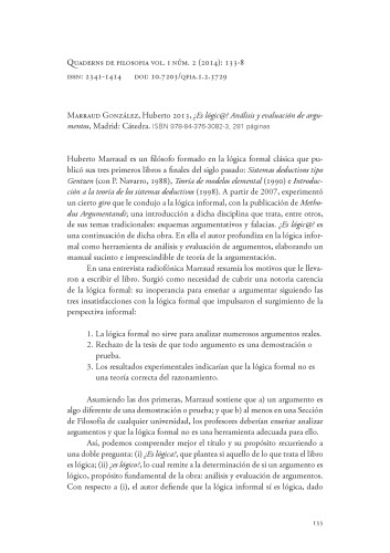 ﻿بررسی Marraud González، Huberto 2013، آیا منطقی است؟ تجزیه و تحلیل و ارزیابی استدلال ها