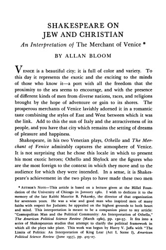 ﻿شکسپیر درباره یهودی و مسیحی