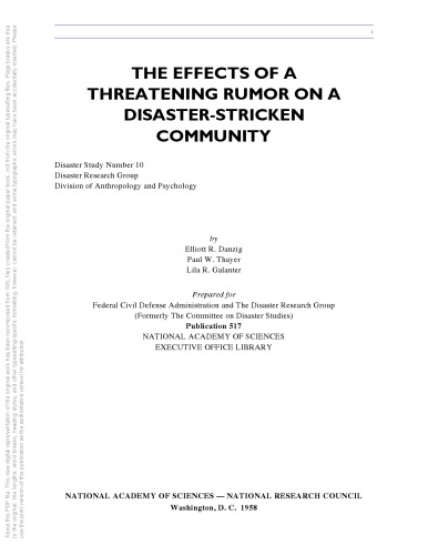 ﻿اثرات یک شایعه تهدیدآمیز بر جامعه فاجعه‌زده