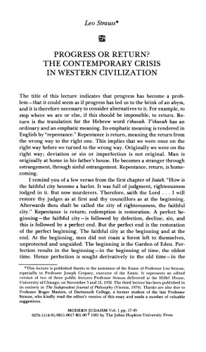 ﻿[مقاله] پیشرفت یا بازگشت، بحران معاصر در تمدن غرب