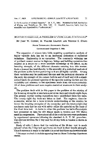 ﻿استحکام ملات، مسئله آمار عملی