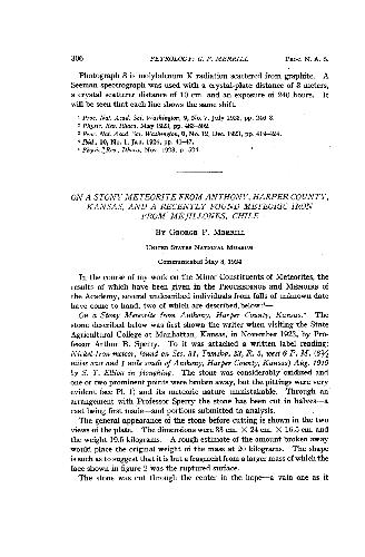 ﻿بر روی یک شهاب سنگ سنگی از آنتونی، شهرستان هارپر، کانزاس، و یک آهن شهاب سنگی اخیراً از Mejillones، شیلی