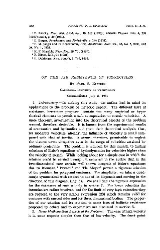 در مورد مقاومت هوایی پرتابه ها