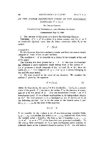 ﻿در شاخص اتصال خطی سطوح جبری z^n=f(x,y)